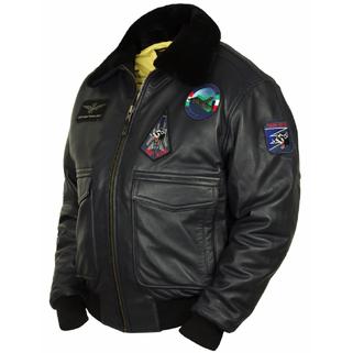 Лётная кожаная куртка A-2 Tornado navy blue (Art.302)